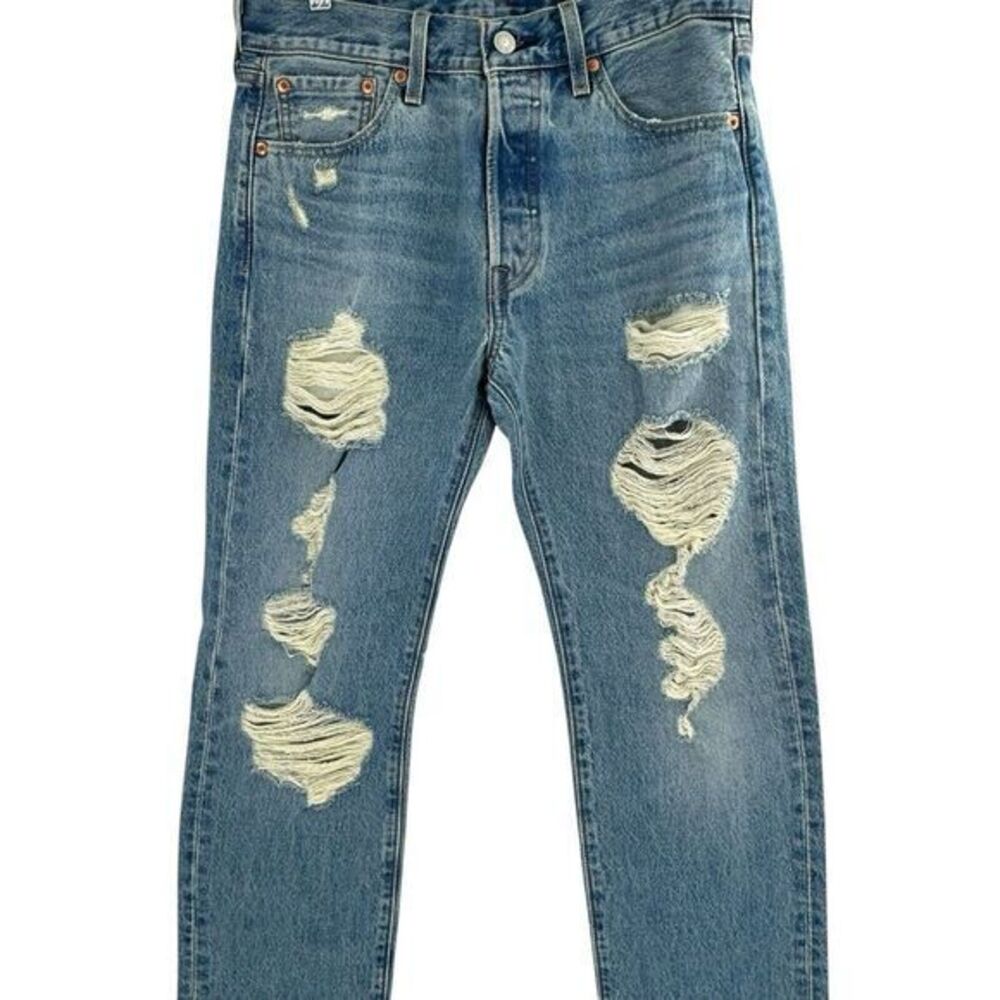 Levis 501 Original Fit Ripped Jeans‎ 005013032 Blue Medium Wash Men's Sz 30 X 30 - Picture 10 of 11